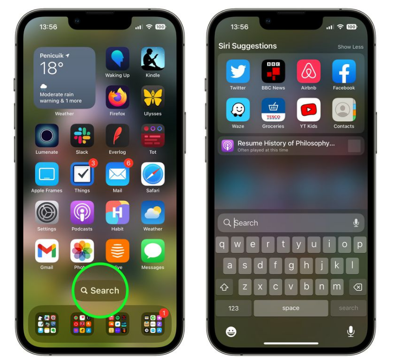夏津苹果手机维修分享升级到 iOS 16 后，如何删除主屏幕上的搜索按钮 